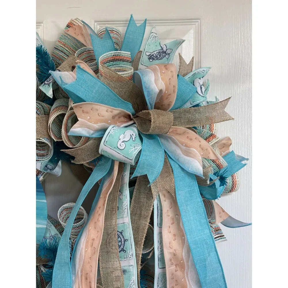 Beach Wreath for Front Door • Memories Are Made at the Beach • Coastal Summer